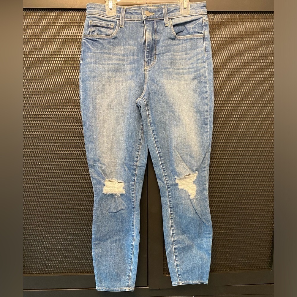 L’AGENCE Jeans Margot High Rise Skinny Syracuse Distressed Whiskered Size 4 (27)